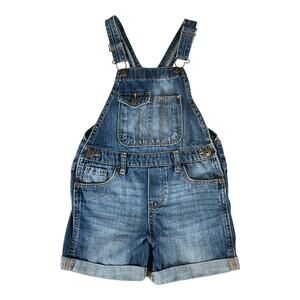 OshKosh B’gosh Girls Denim Short Overalls Size 6X Blue Jean Bib Shorts 90's